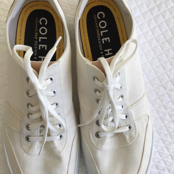 Cole Haan Men's Grand360 Rally Court Canvas Sneakers Size 12 Cream - Picture 6 of 9